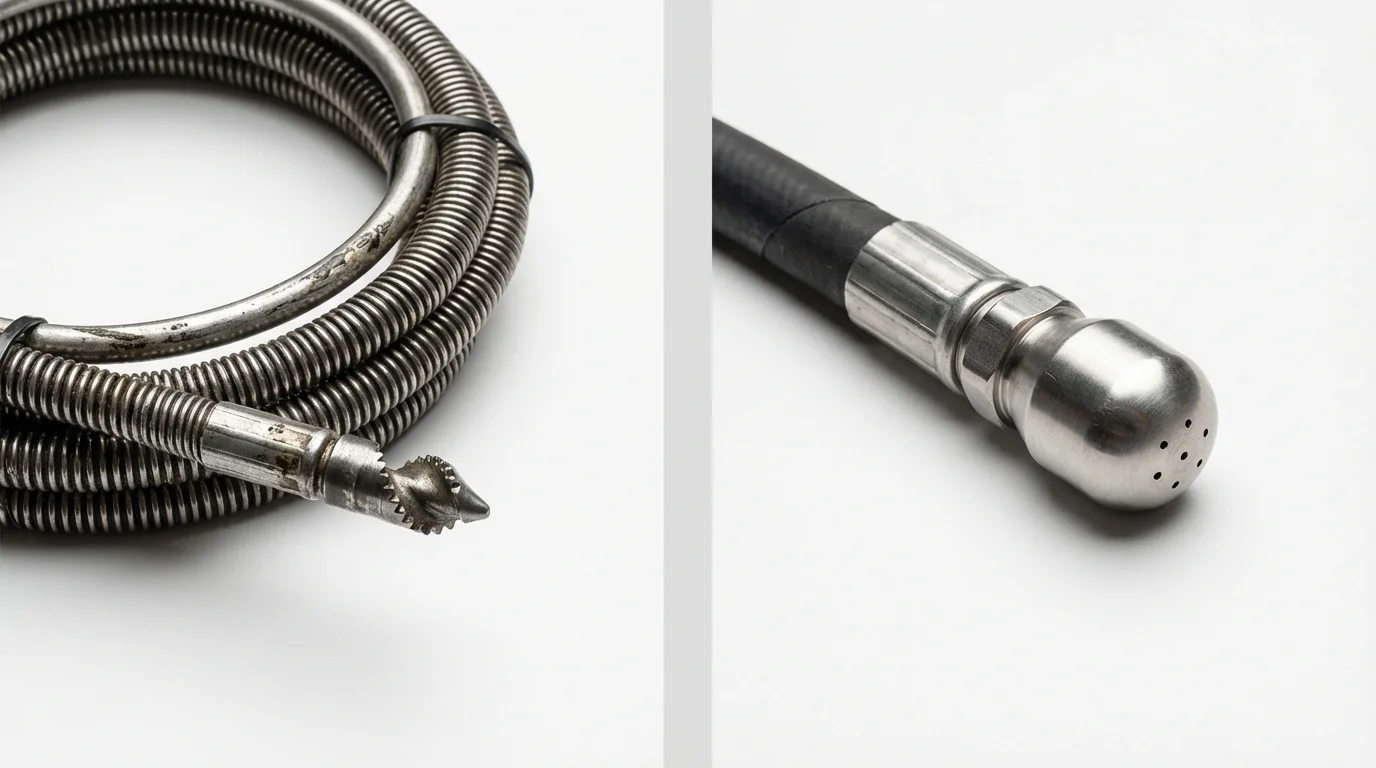 Drain snake cable and hydro jetting nozzle used for drain cleaning in Anaconda, MT